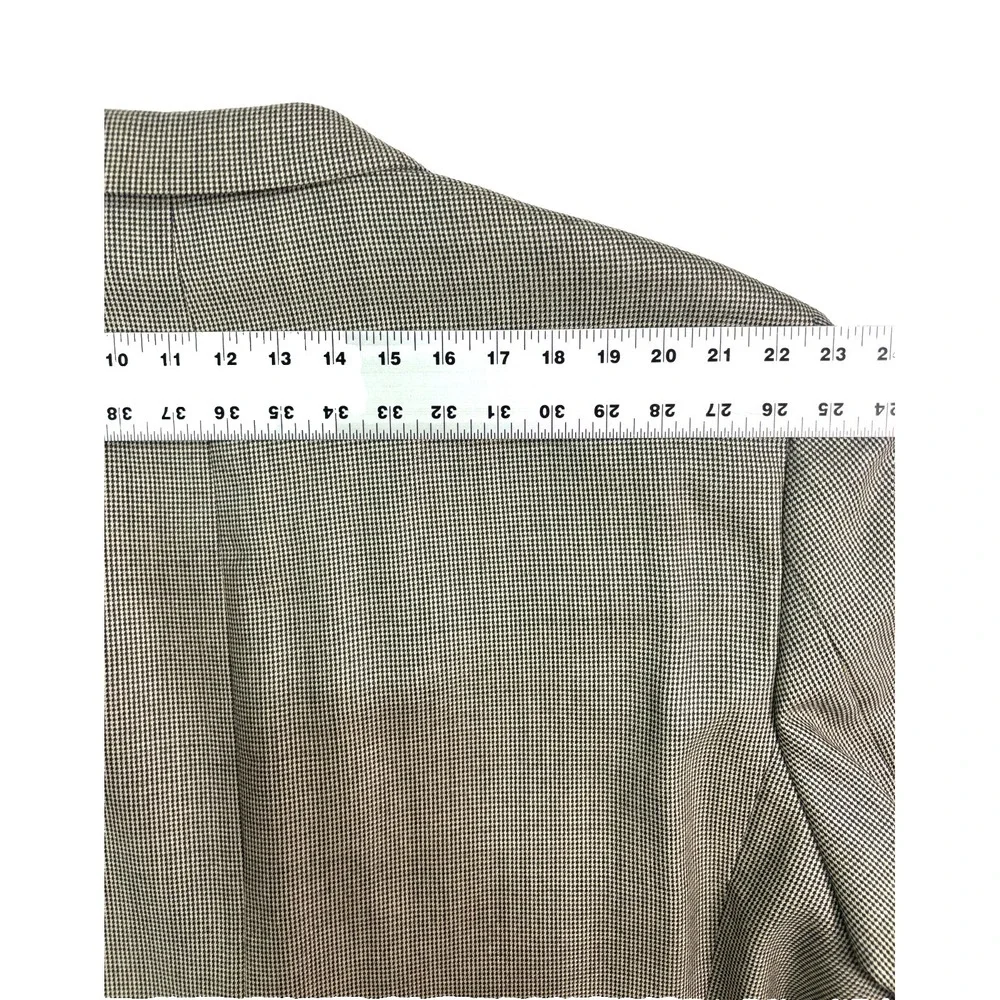 Ralph Lauren 54R Beige Black Nailhead Silk Wool Blazer Jacket Sport‎ Suit Coat